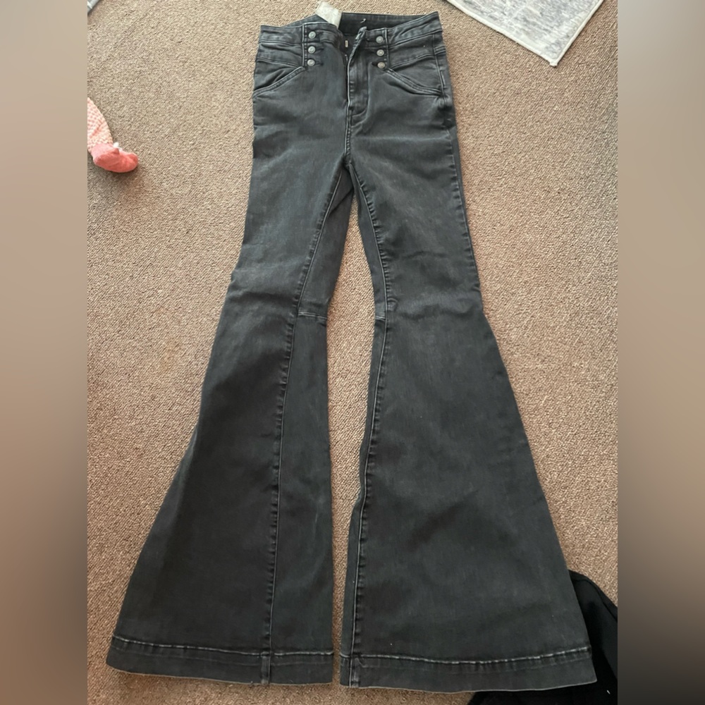 Free People Sailor style flare leg jeans.